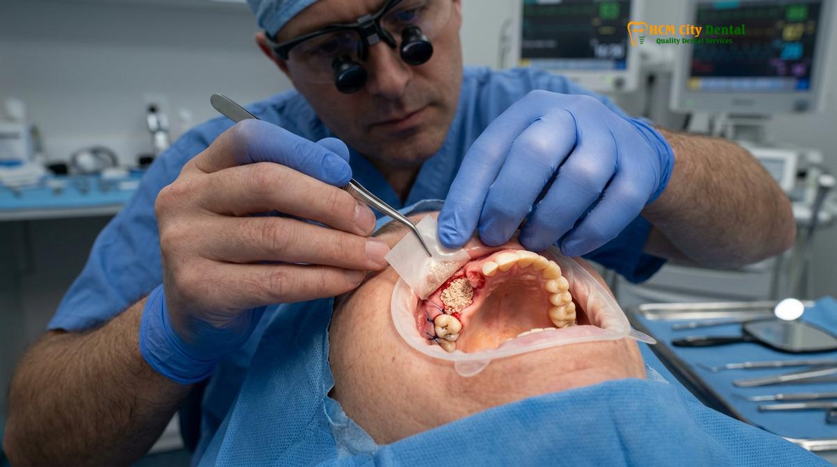 Visual description of bone graft dental implant