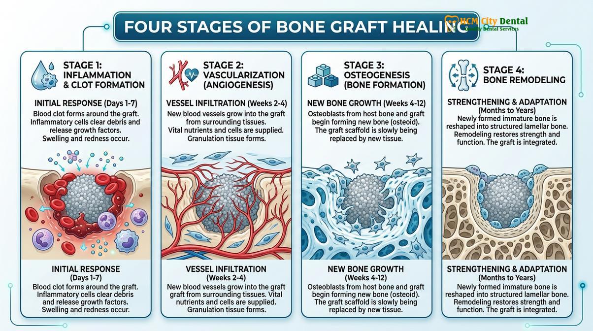 Summary diagram of bone graft dental implant