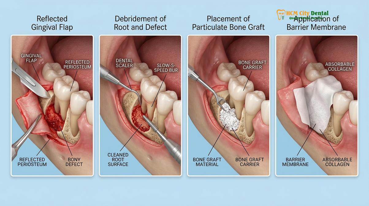 Visual illustration of bone graft gum disease