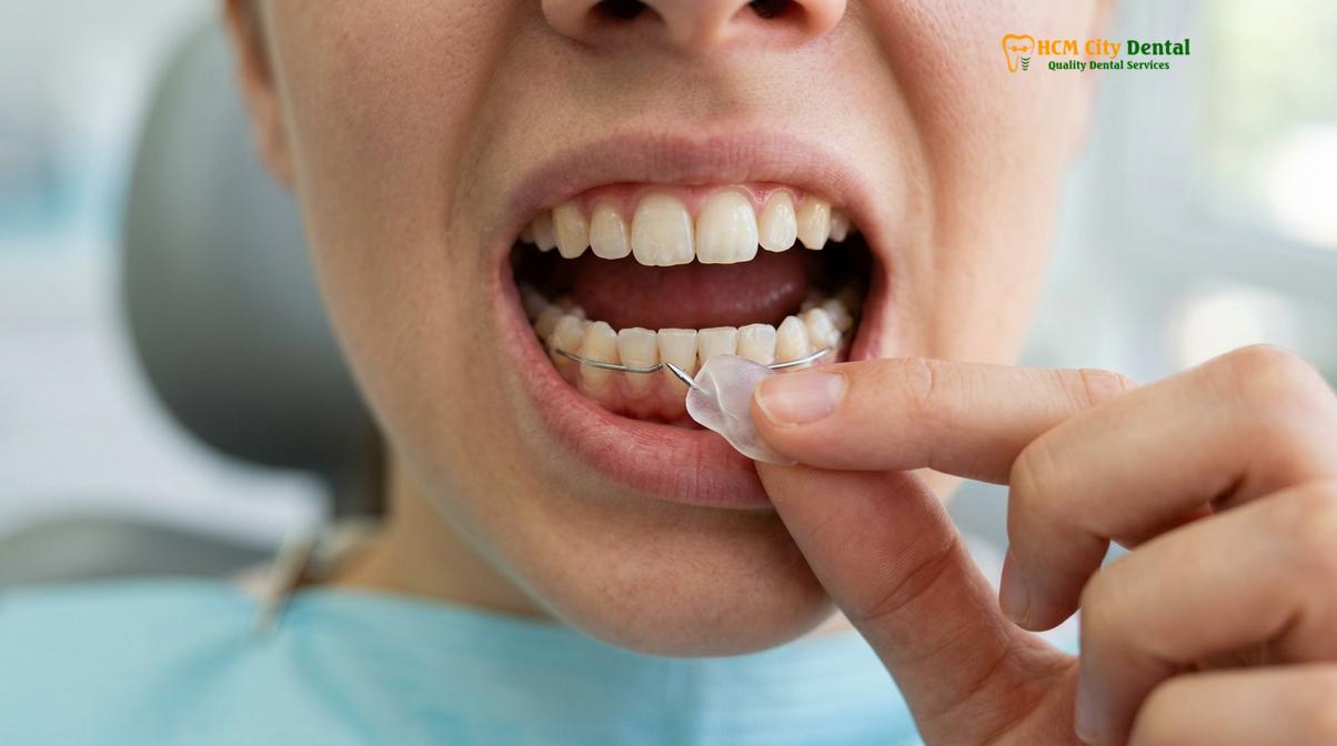 Clinical photography related to broken wire on permanent retainer