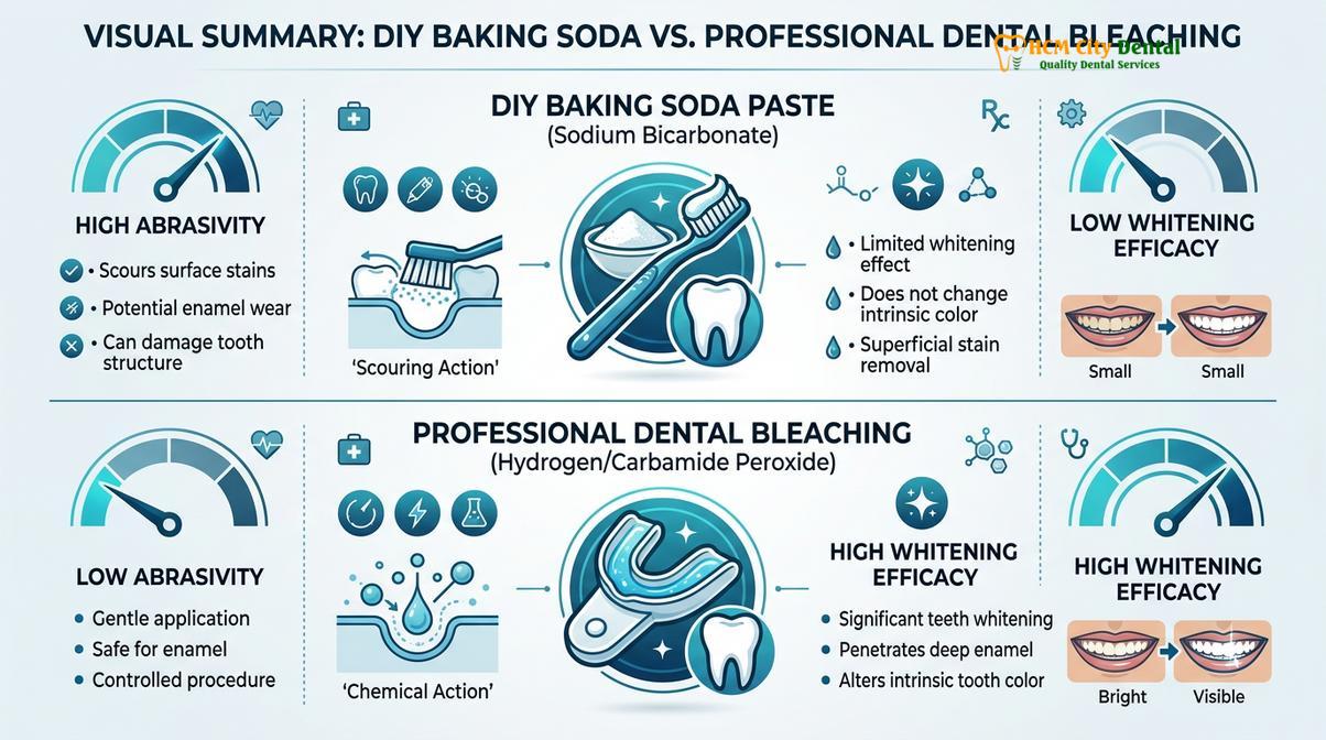 Summary diagram of brushing your teeth with coconut oil and baking soda