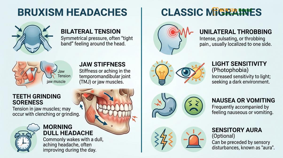 Visual description of bruxism headaches migraines