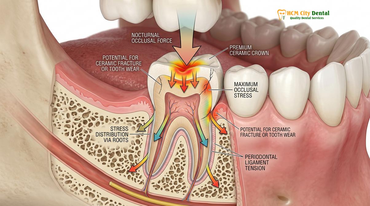 Clinical photography related to night guard after dental crowns