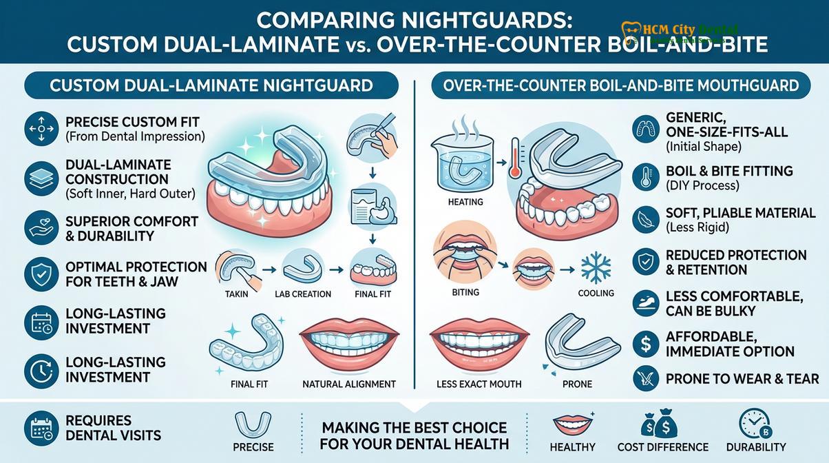 Summary diagram of night guard after dental crowns
