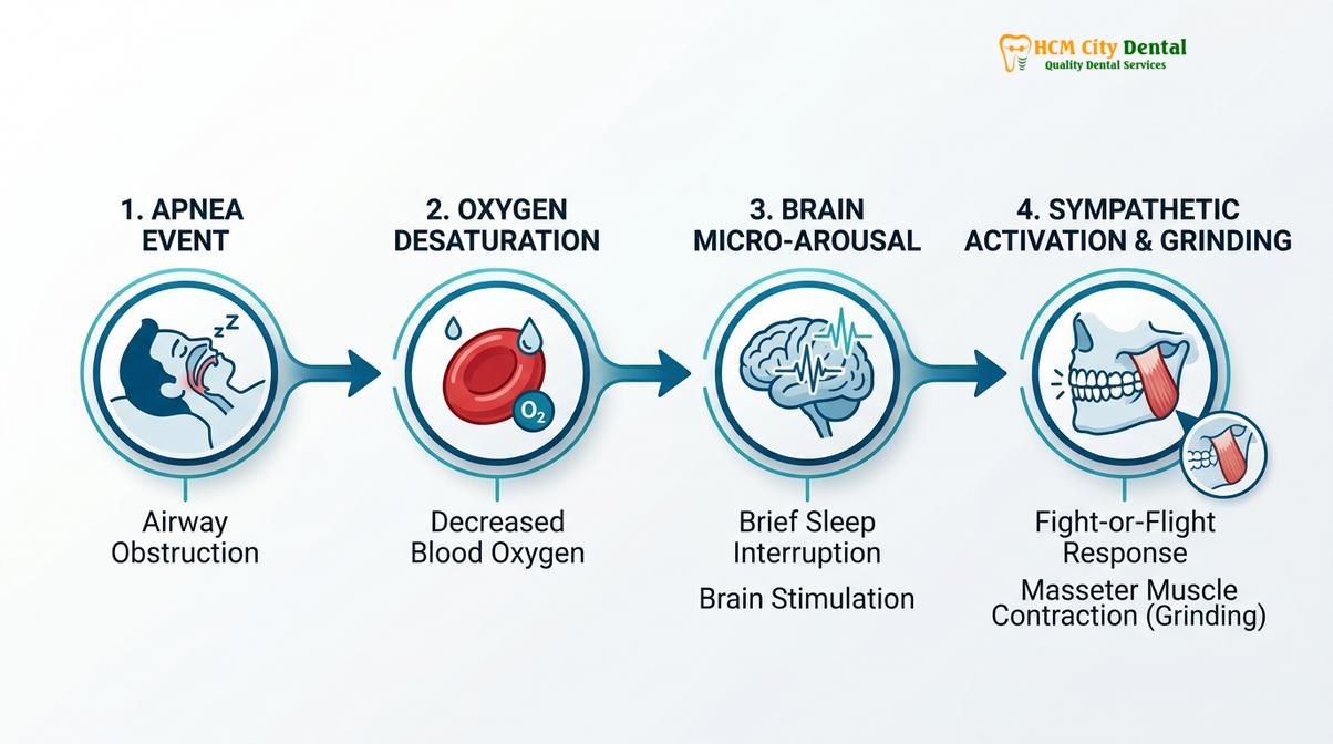 Summary diagram of bruxism sleep apnea connection