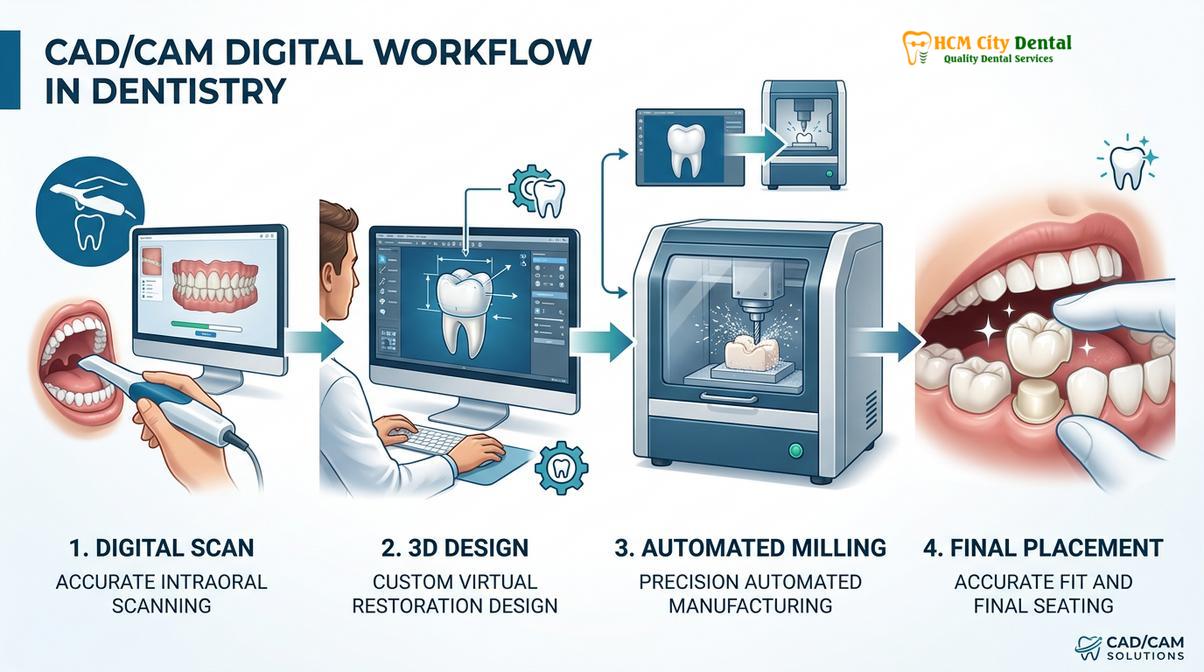 Summary diagram of cad cam digital crowns vietnam