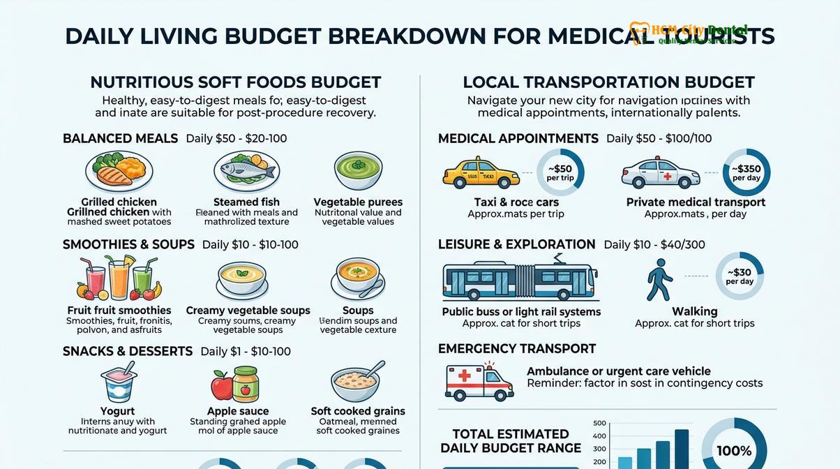 Summary diagram of calculate total cost dental vacation Vietnam