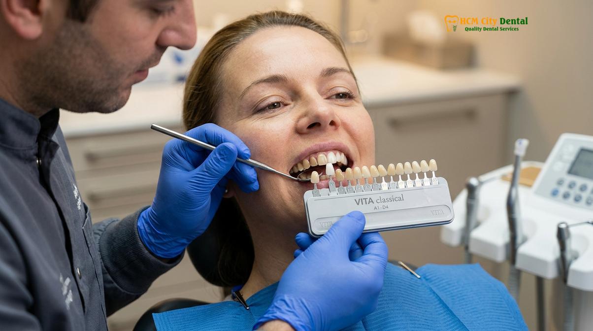 Visual description of whiten fillings crowns veneers
