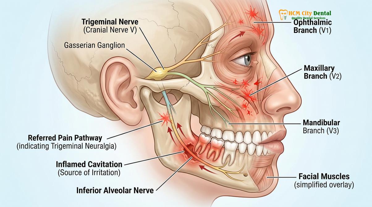 Visual description of jawbone cavitations NICO