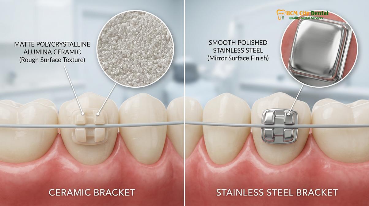 Clinical photography related to ceramic braces vs metal braces aesthetics