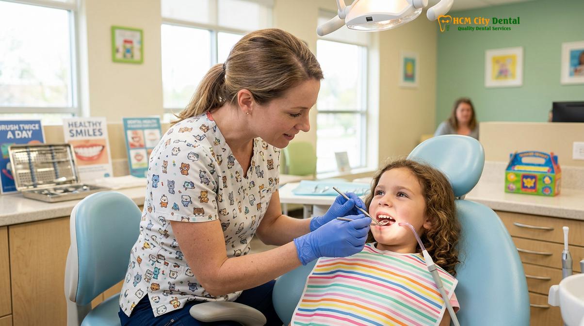 Clinical illustration of how often child see dentist
