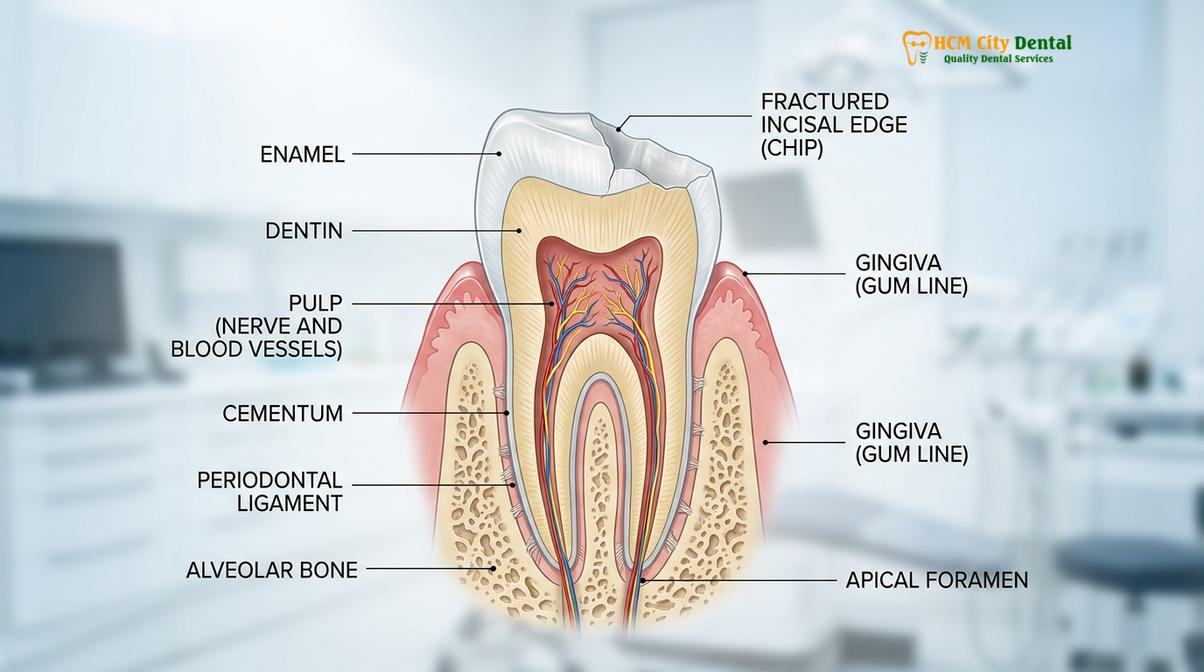 Clinical photography related to chipped front tooth vietnam