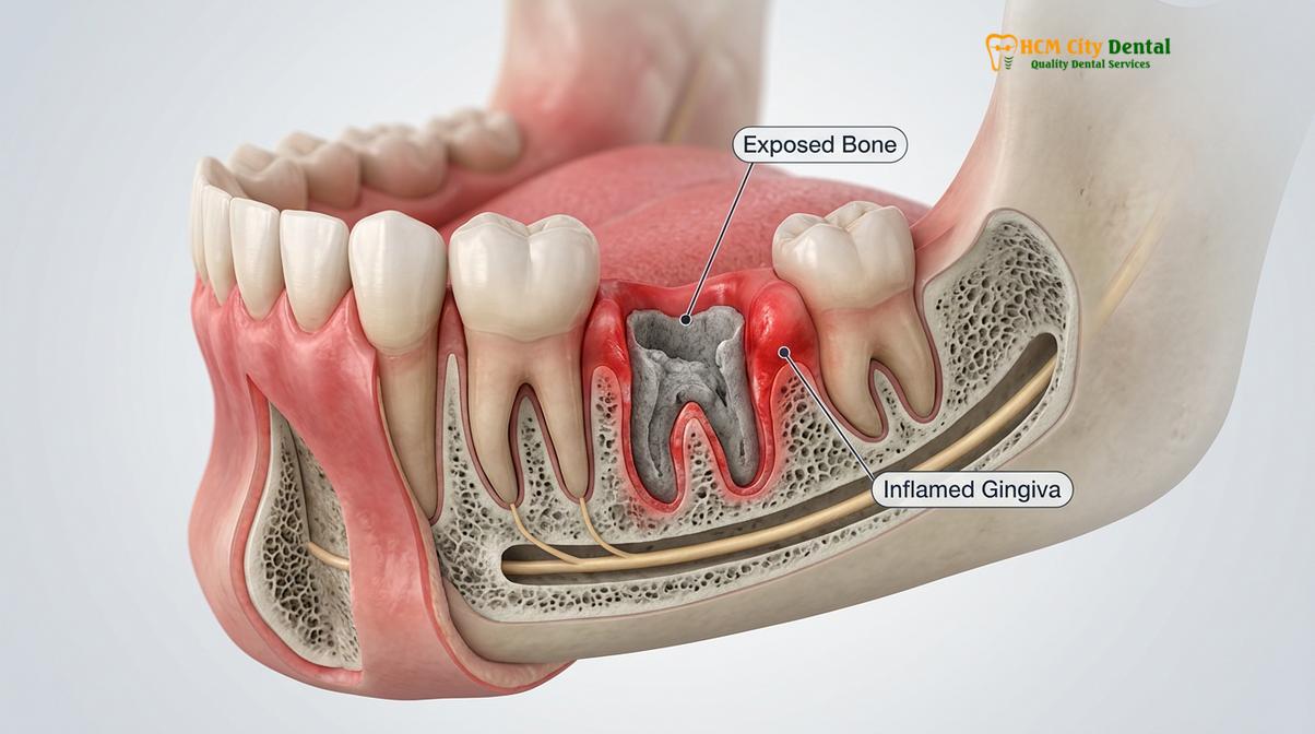 Clinical photography related to complications after tooth extraction