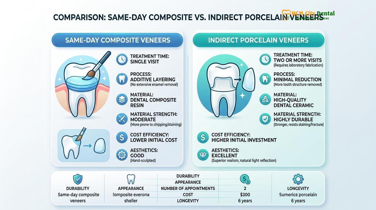 Summary diagram of composite veneers same day