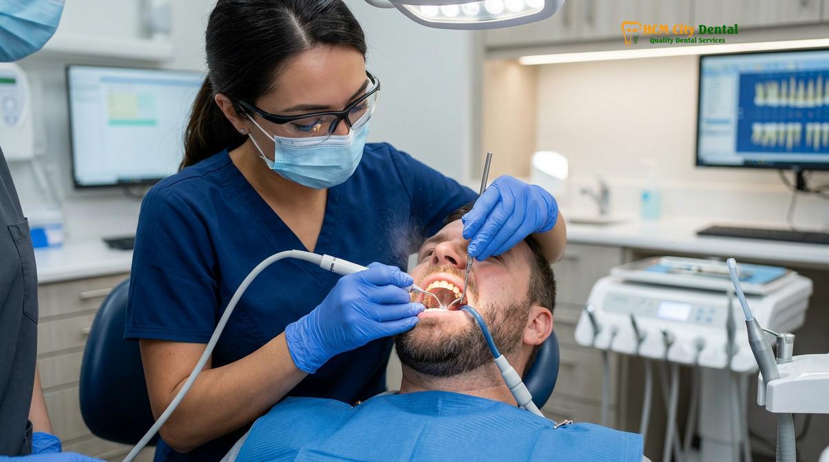 Visual description of i have my teeth checking by the dentist