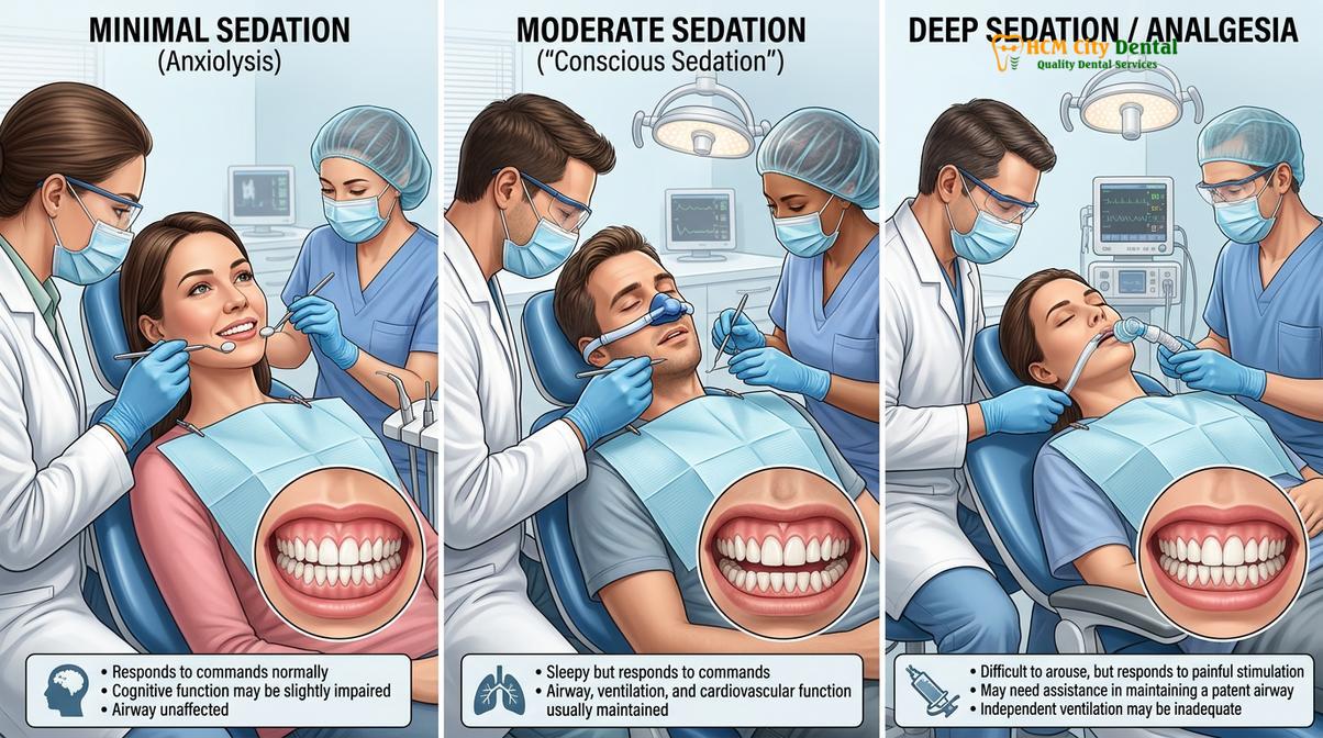 Visual description of conscious sedation vs unconscious sedation dentistry