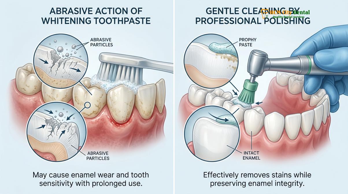 Clinical photography related to cosmetic teeth cleaning coffee stains removal