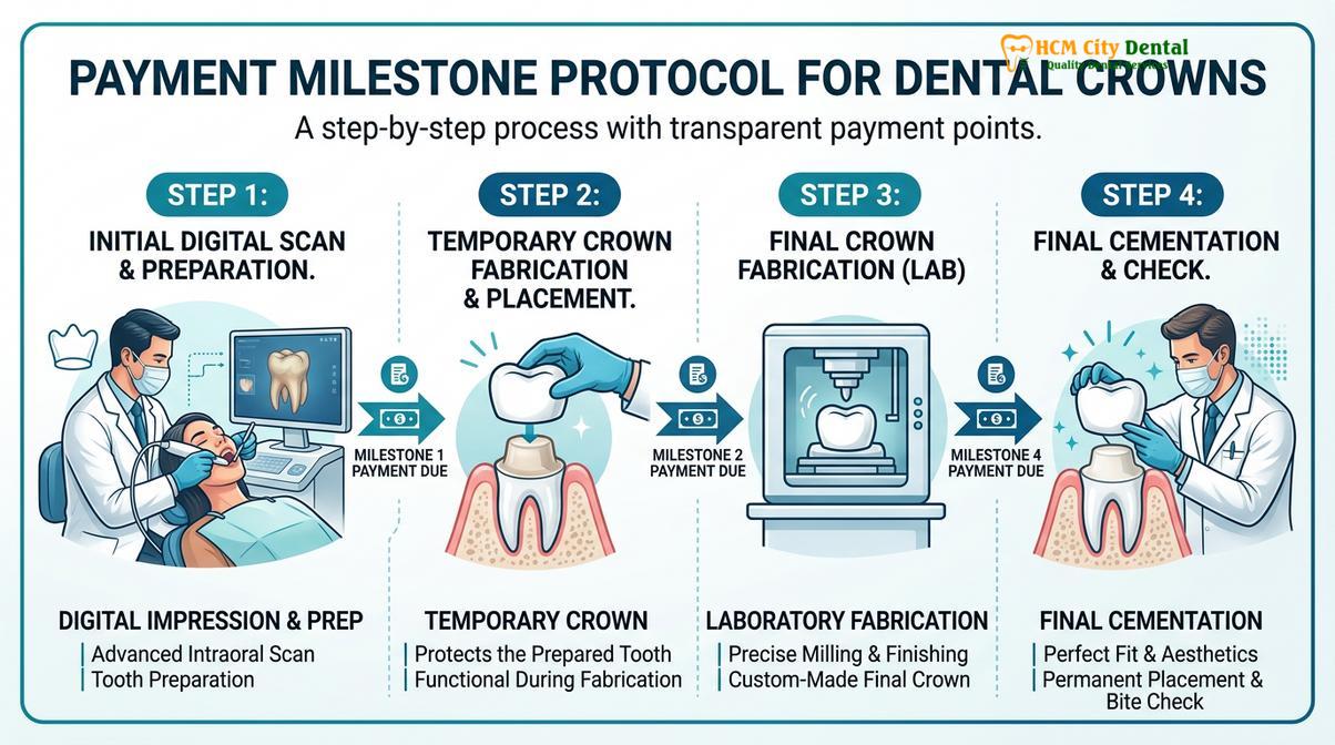 Summary diagram of dental crown payment plan vietnam