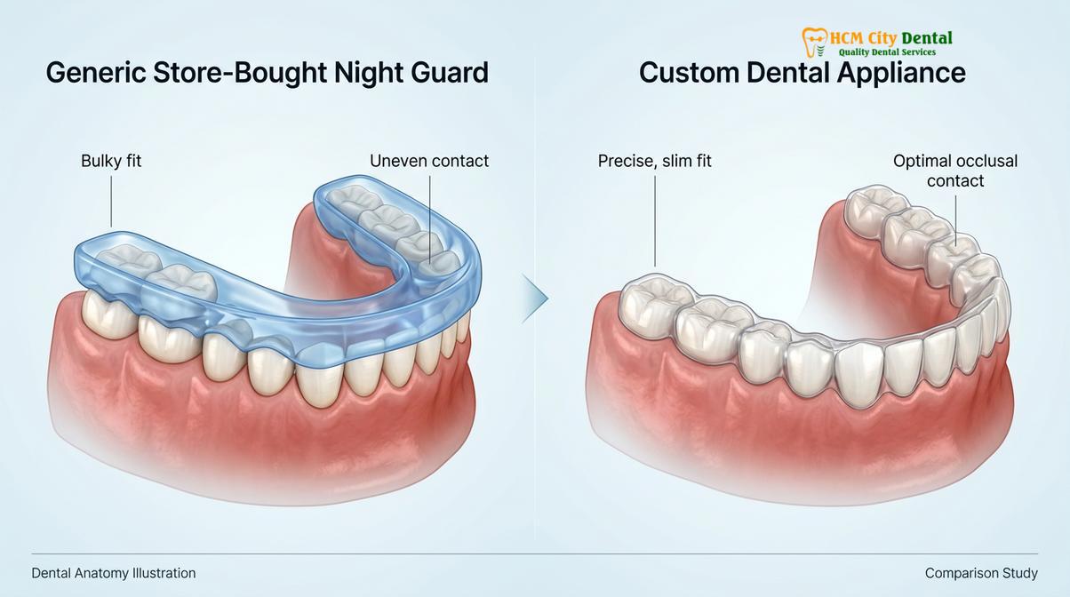 Clinical photography related to custom vs store bought night guard