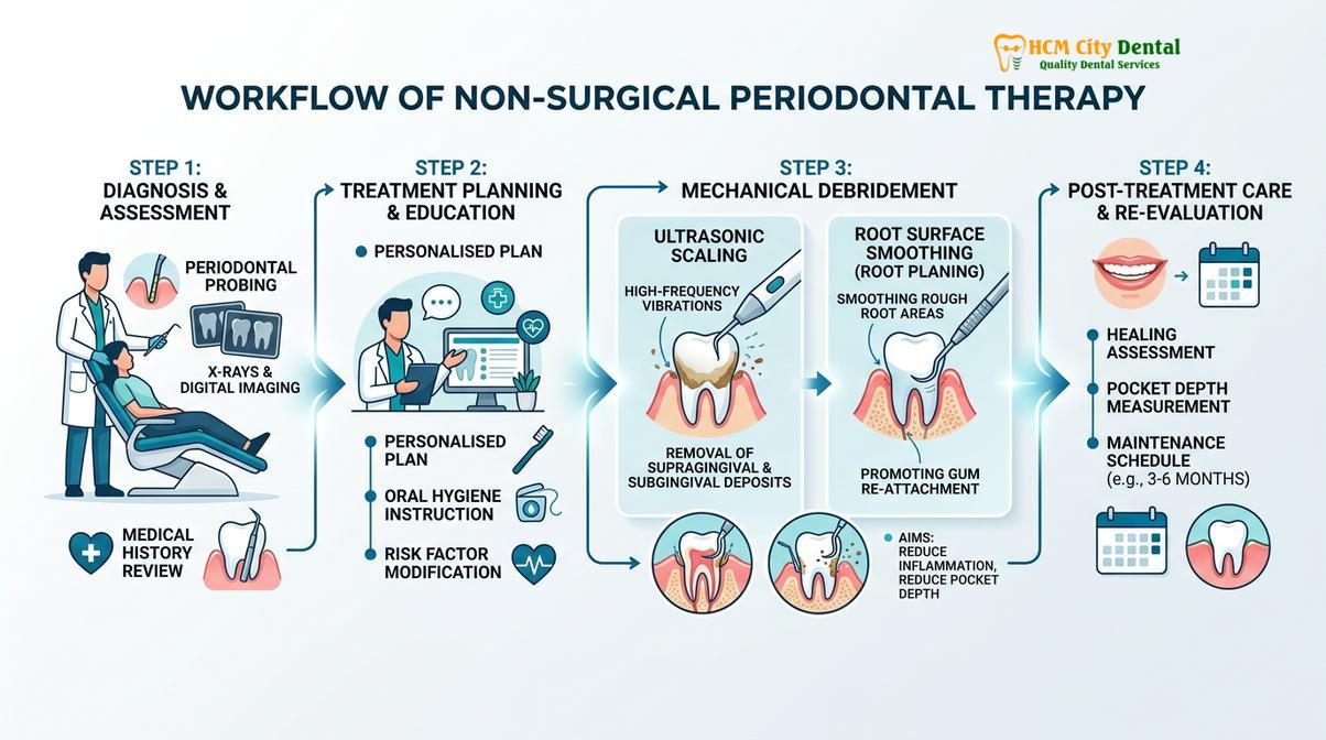 Summary diagram of deep cleaning teeth