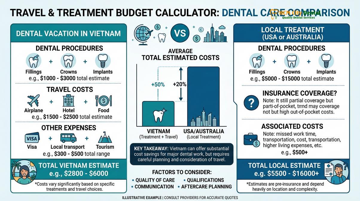 Summary diagram of dental cleaning cost vietnam vs world