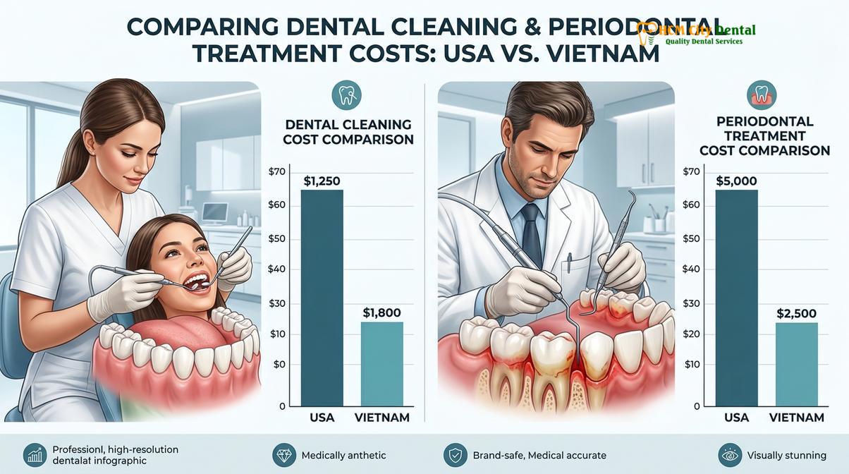 Clinical photography related to Dental Cleaning Cost Vietnam vs USA