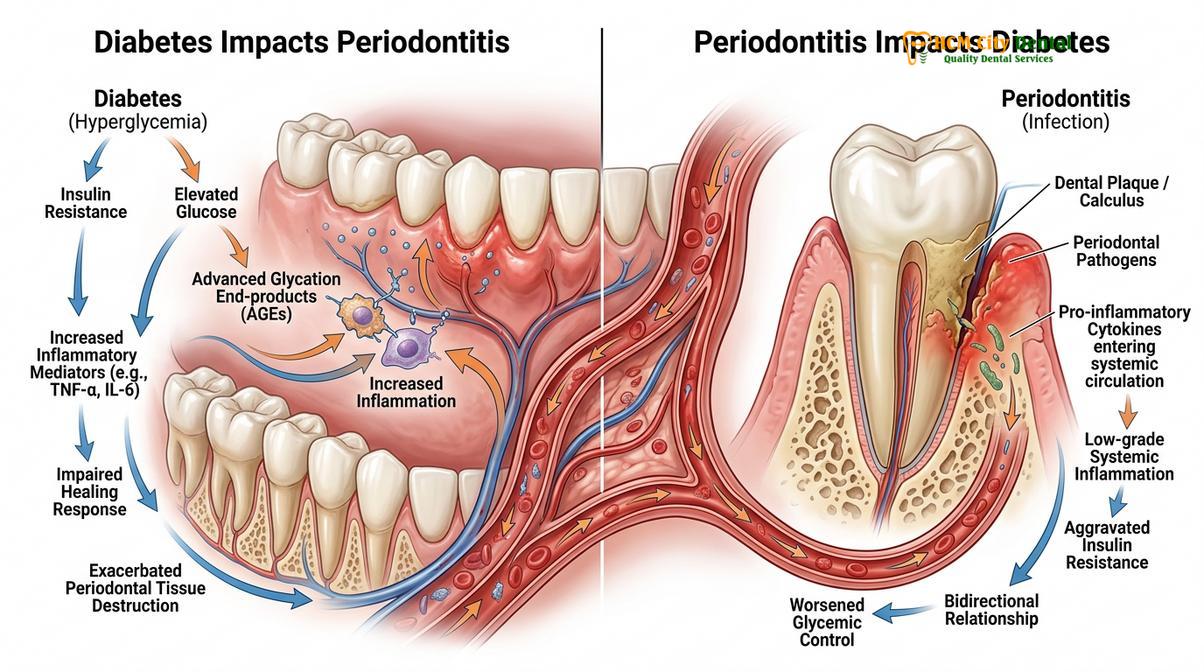 Clinical illustration of dental cleaning diabetics periodontal care