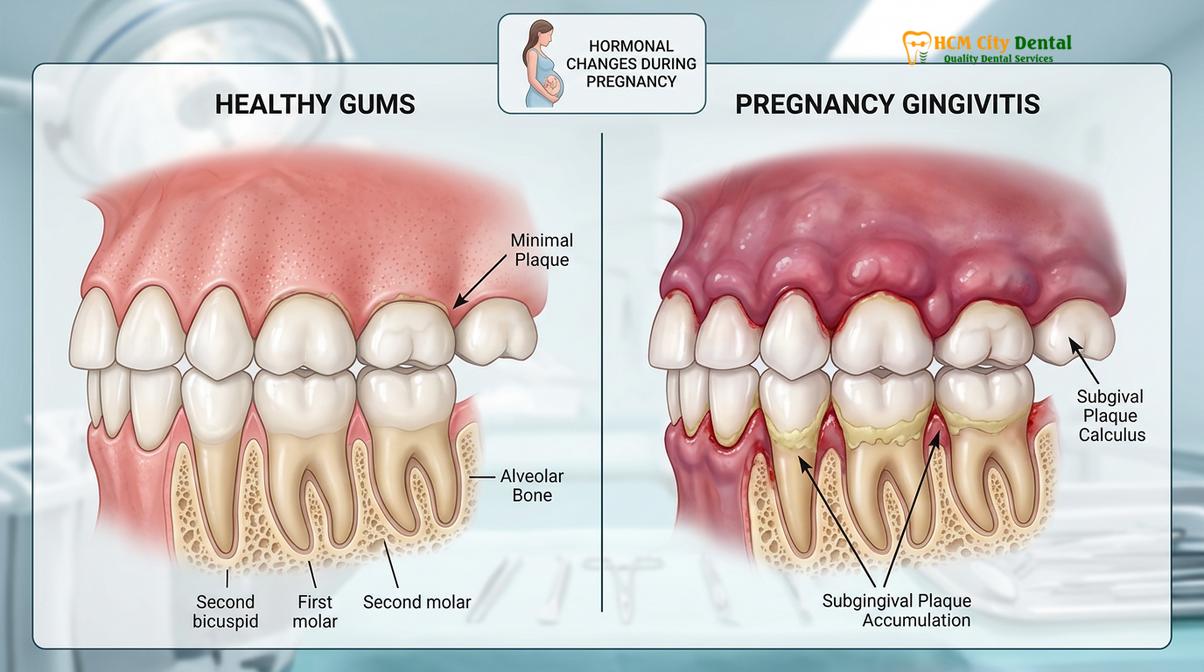 Clinical photography related to dental cleaning pregnancy safe