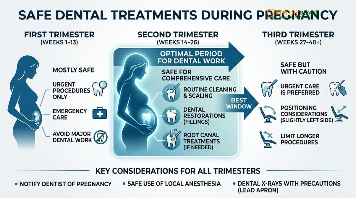 Summary diagram of dental cleaning pregnancy safe