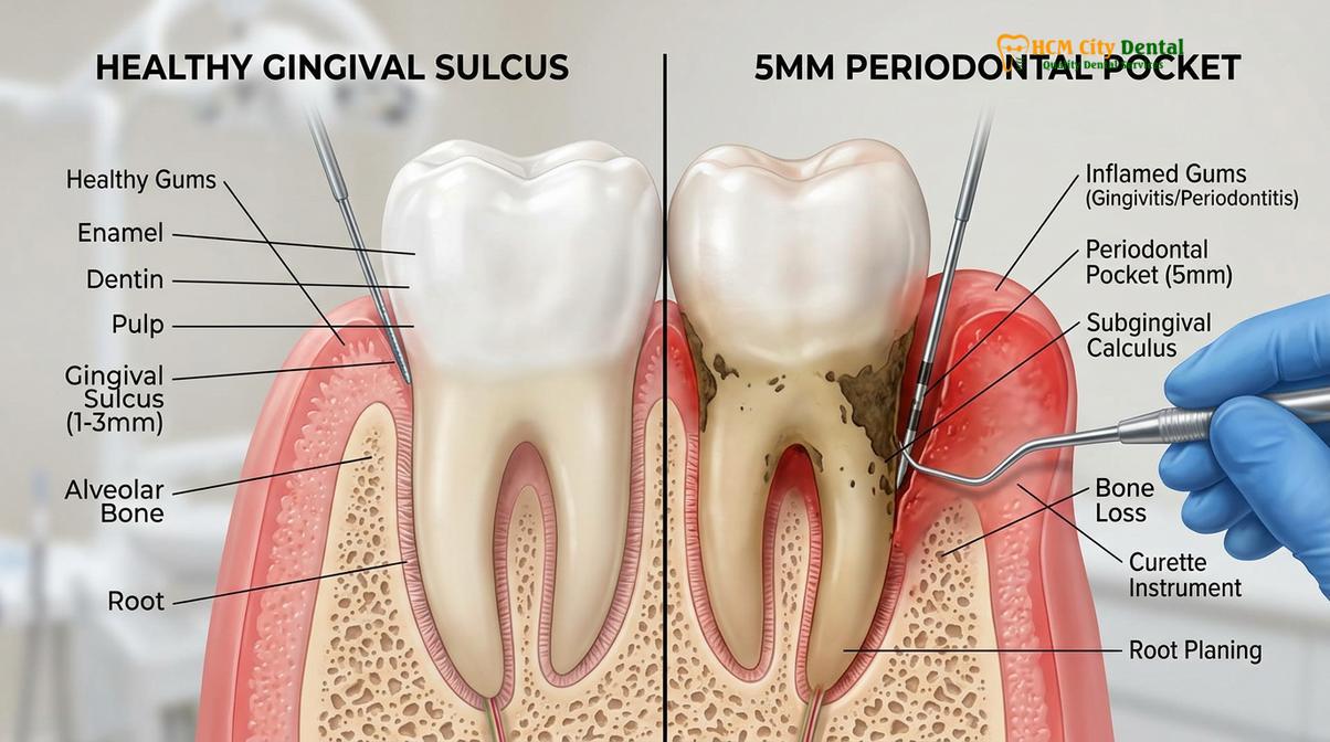 Visual description of dental cleaning scaling expat package Ho Chi Minh City