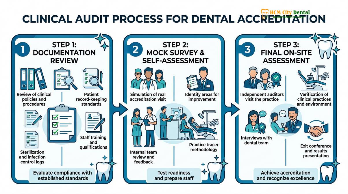 Summary diagram of dental clinic quality certifications Vietnam ISO AACI