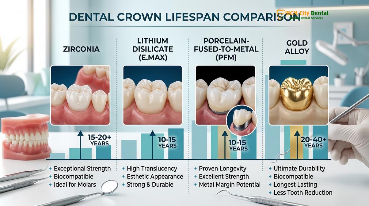 Clinical photography related to how long dental crown last