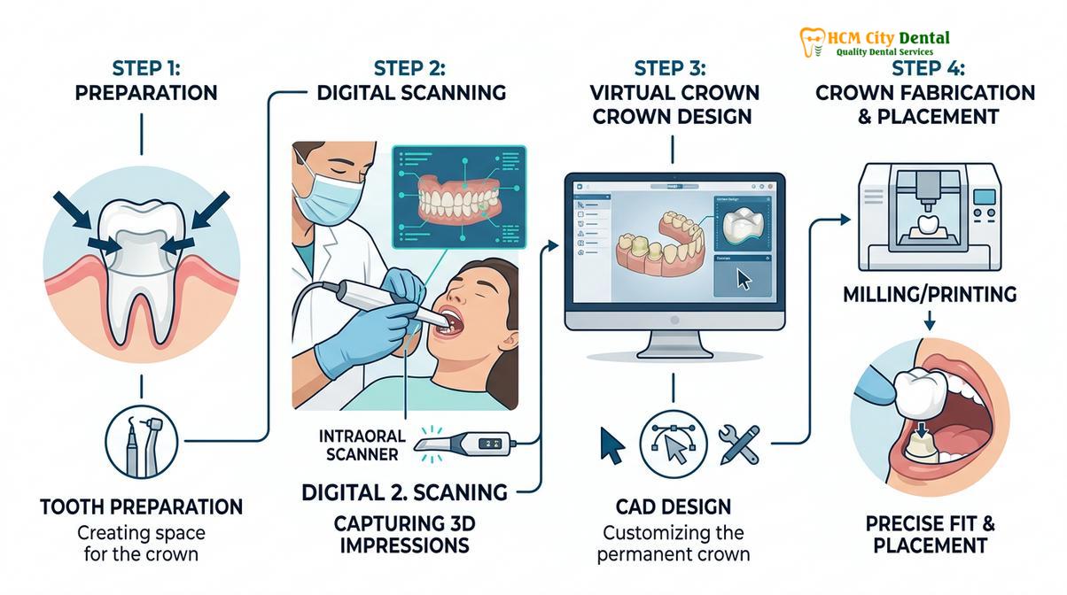 Summary diagram of how long dental crown last