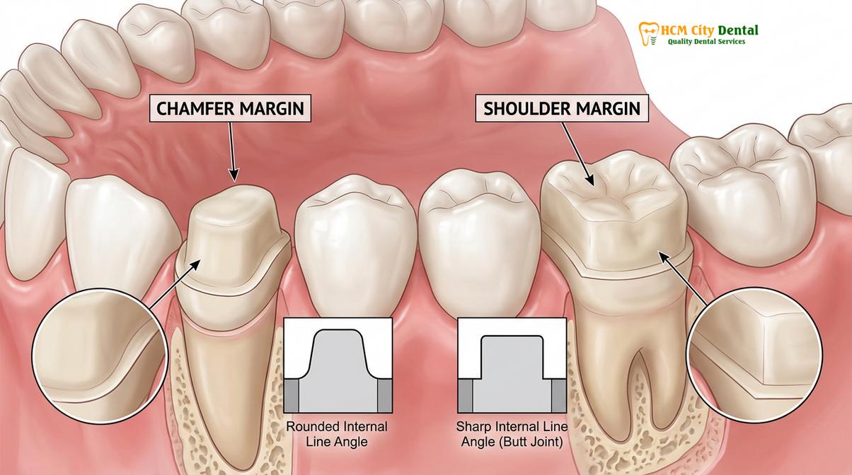 Clinical photography related to dental crown procedure steps