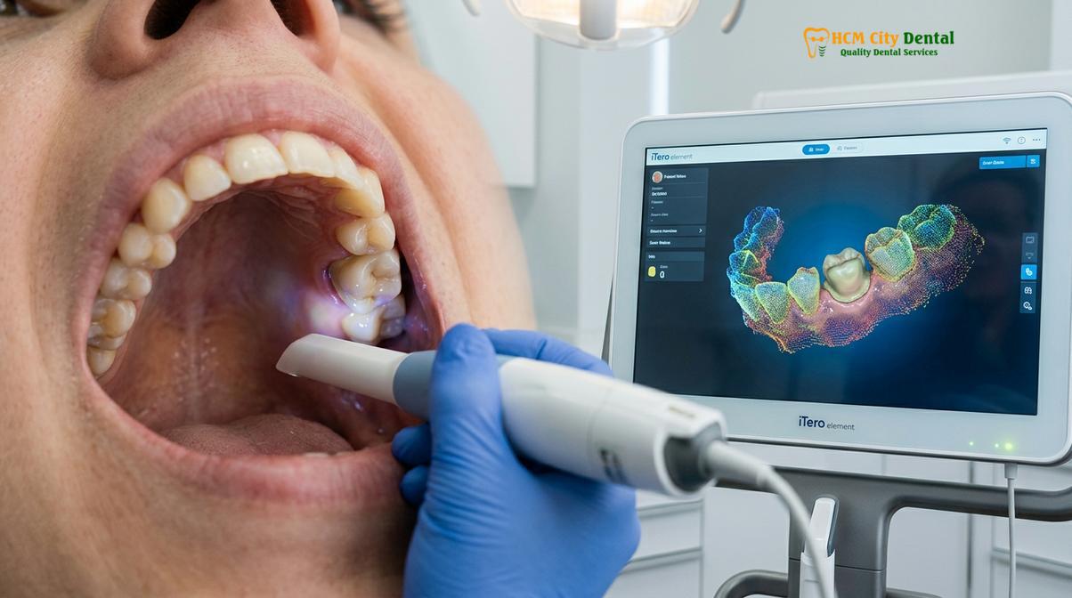 Visual description of dental crown procedure steps