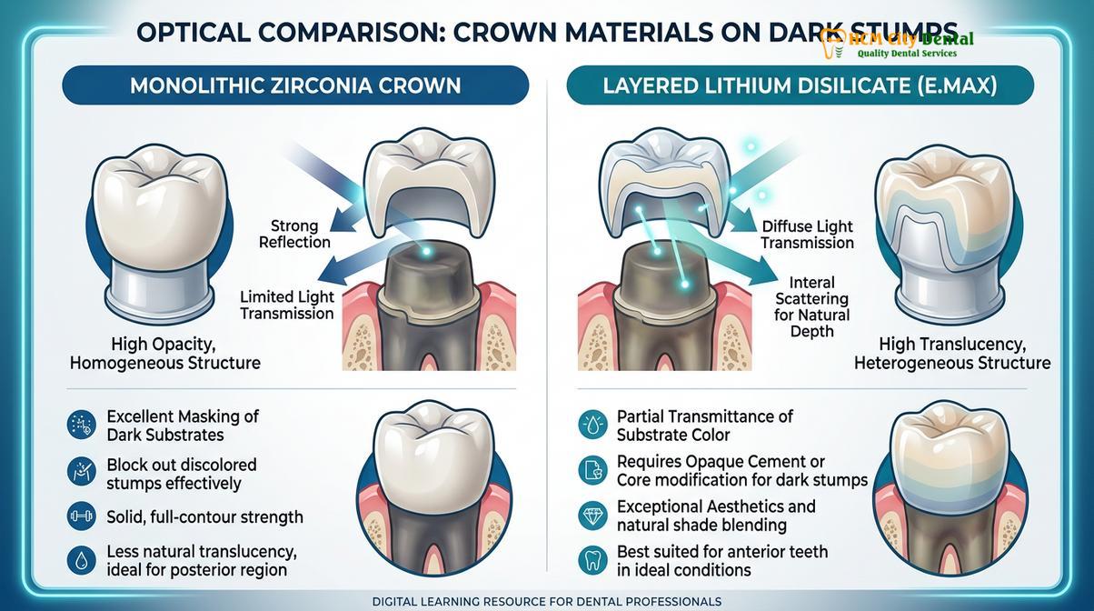 Summary diagram of crown shade matching natural teeth