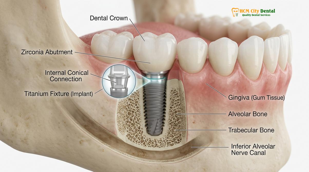 Visual illustration of dental implant abutment