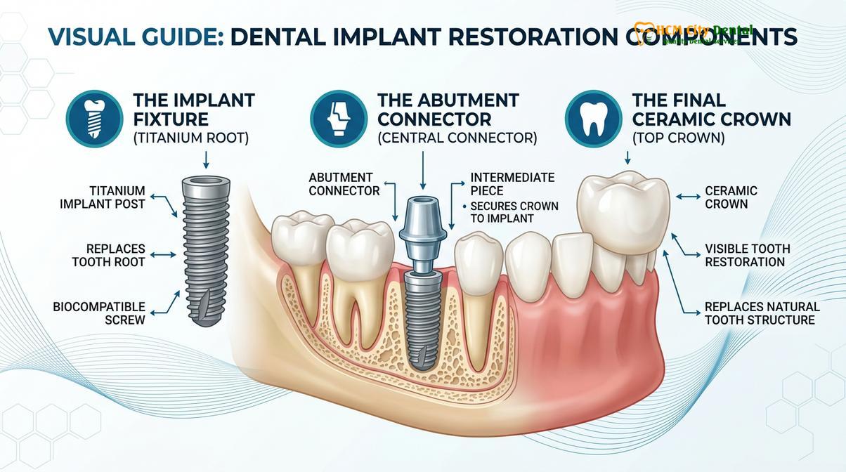 Visual illustration of dental implant abutment