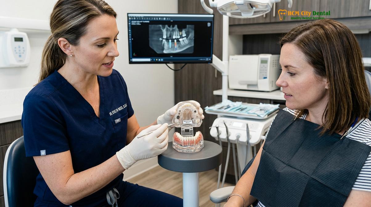 Visual description of dental implant cost Vietnam vs Canada
