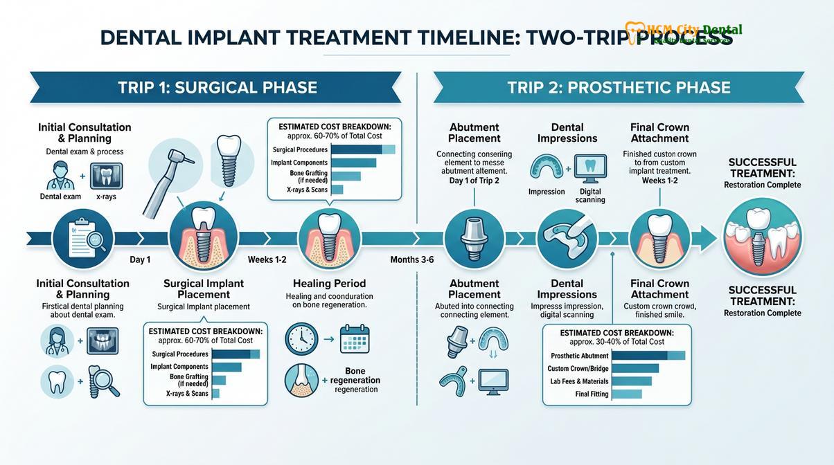 Summary diagram of dental implant installment