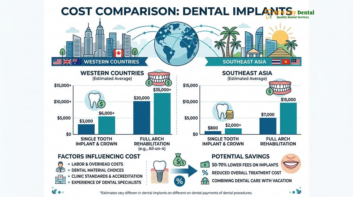 Summary diagram of dental implants cost