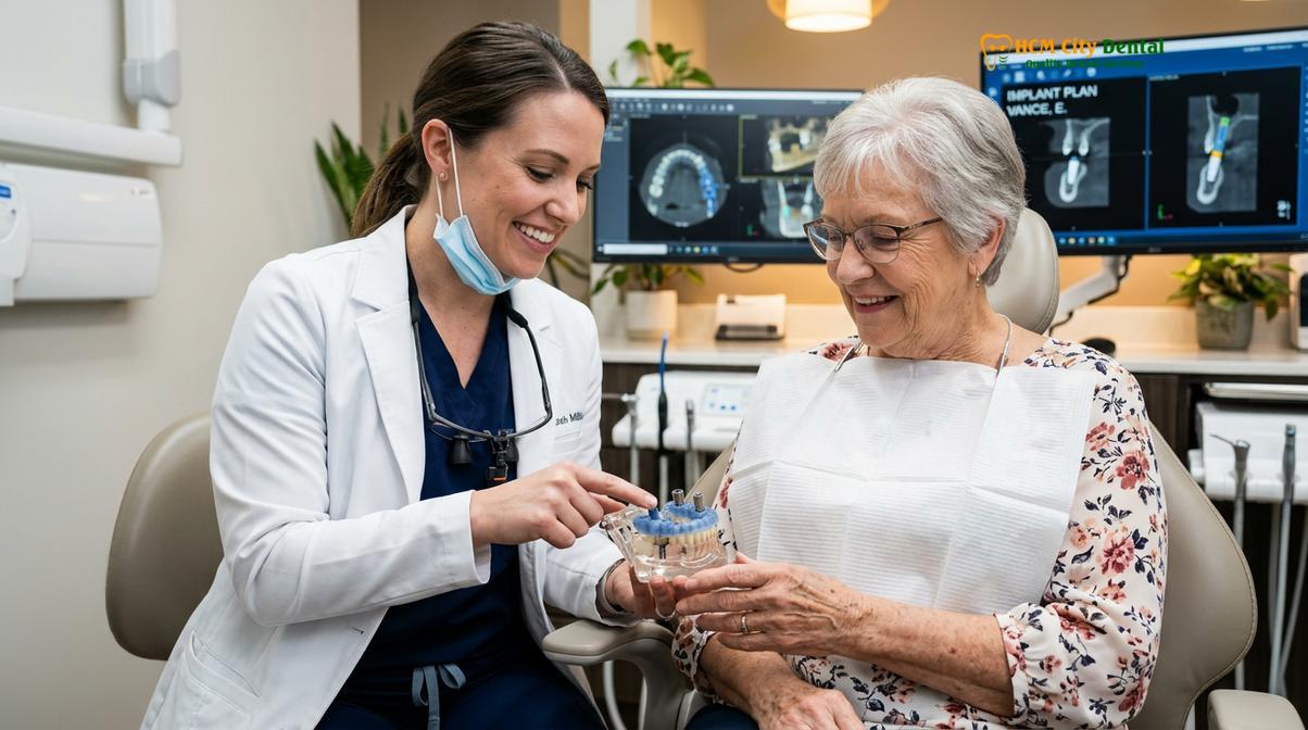 Visual description of dental implants for seniors