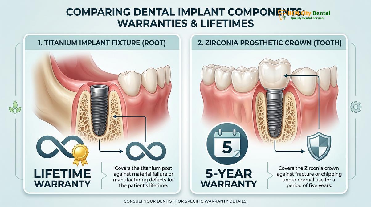 Visual illustration of dental implant warranty