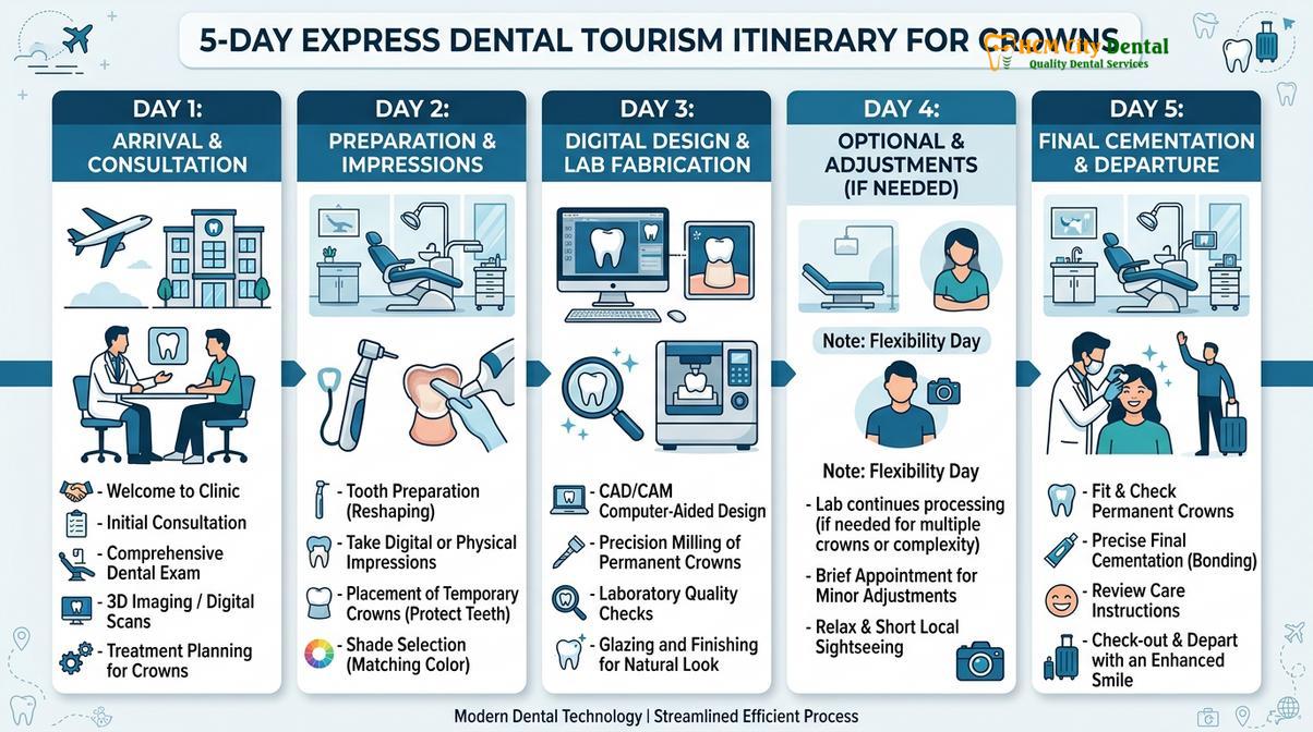Visual illustration of dental tourism vietnam crowns