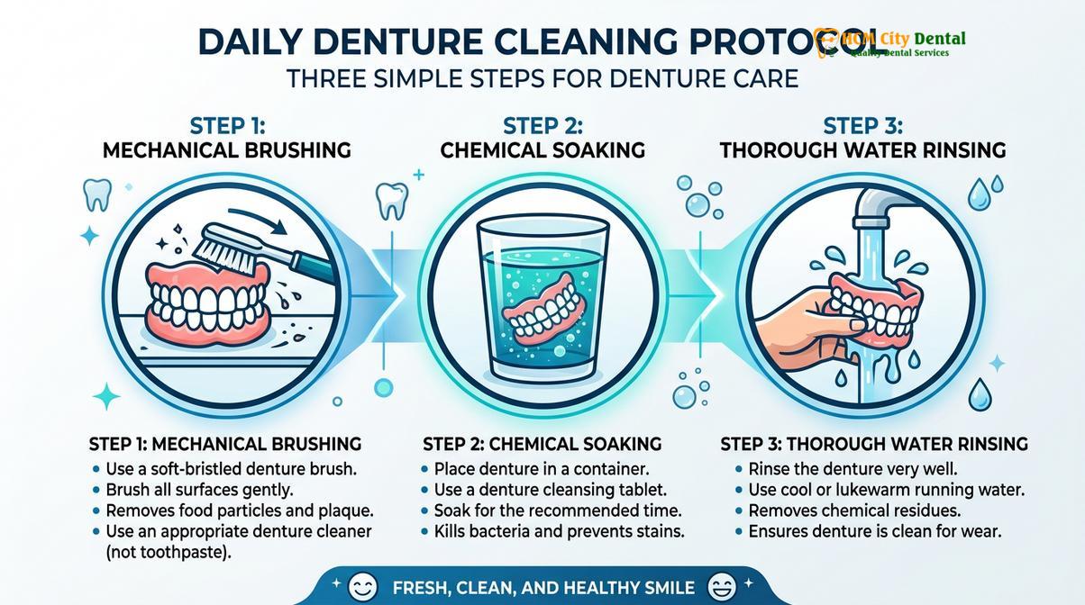 Summary diagram of Denture Cleaning Guidelines