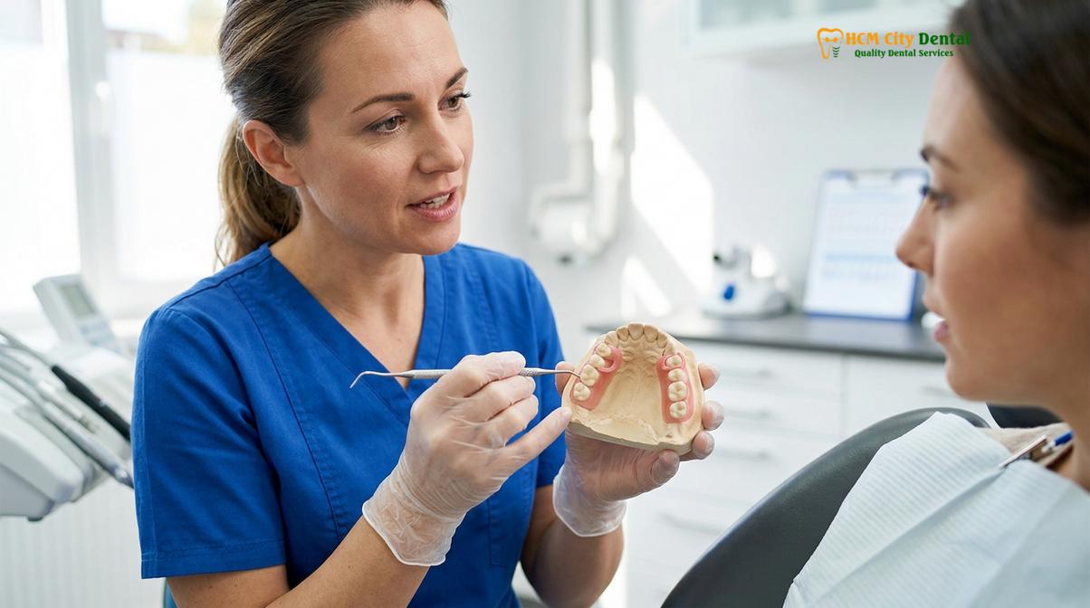Visual description of Dentures vs Dental Implants