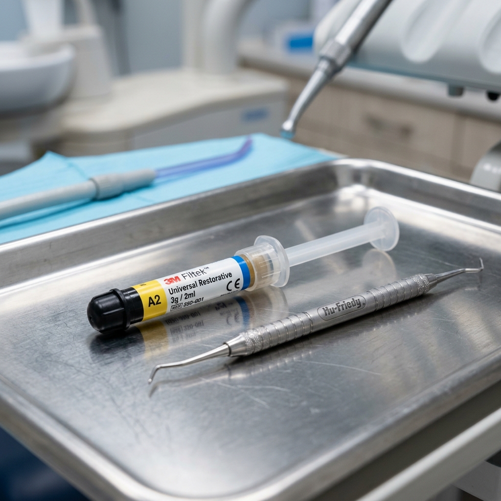 3M Filtek composite syringe on restorative tray