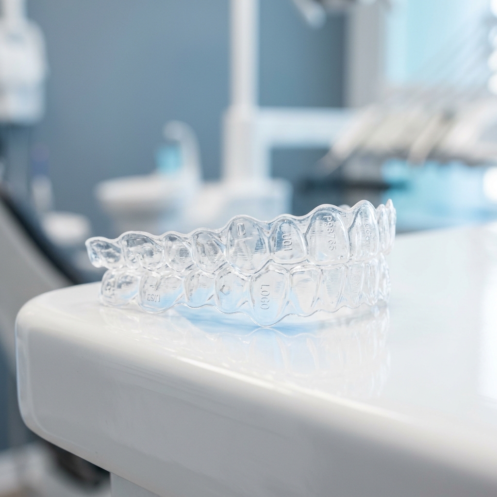 Invisalign transparent clear aligner on model