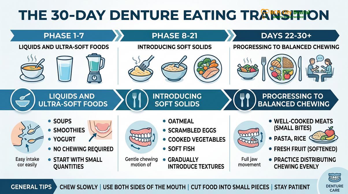 Summary diagram of Eating with Dentures Guide