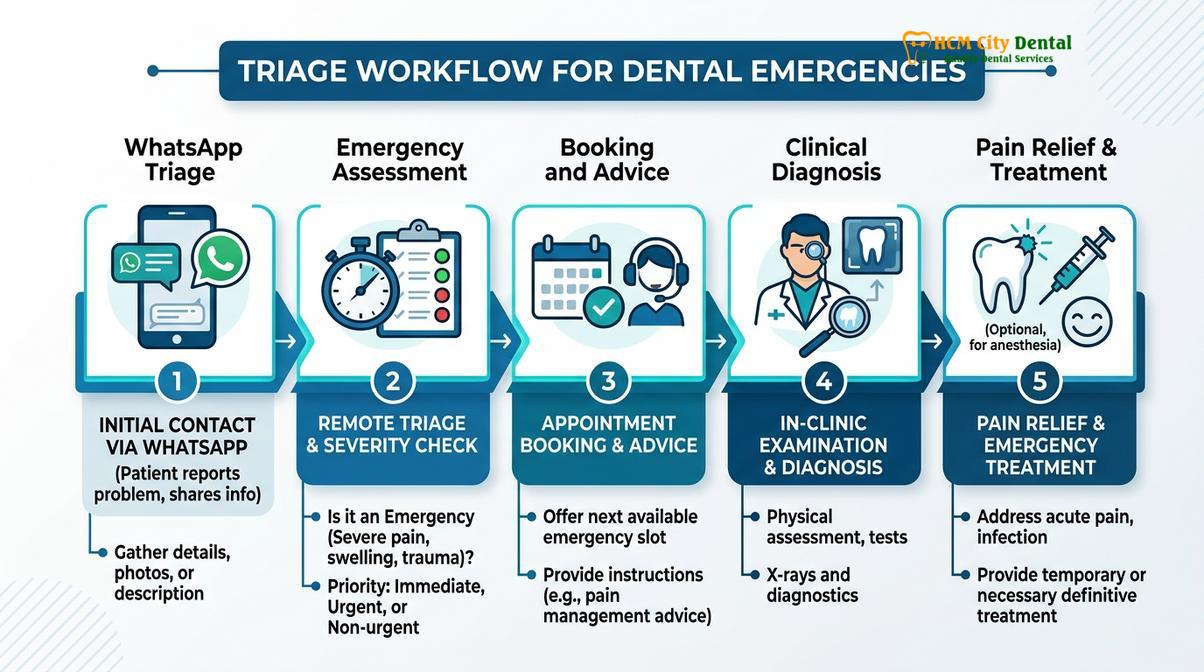 Summary diagram of emergency dental clinic foreigner expat Ho Chi Minh City